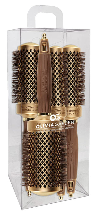 Olivia Garden NanoThermic Ceramic + Ion Round Thermal Hair Brush NT-54, NT-44, NT-34, NT-24 (4-pc Box)