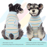 FUAMEY Recovery Suit for Dogs After Surgery,Soft Breathable Dog Bodysuit E-Collar & Cone Alternative Surgical Suit,Male Female Dog Neuter Spay Suits Anti Licking Wounds Onesie Blue Yellow Stripes L