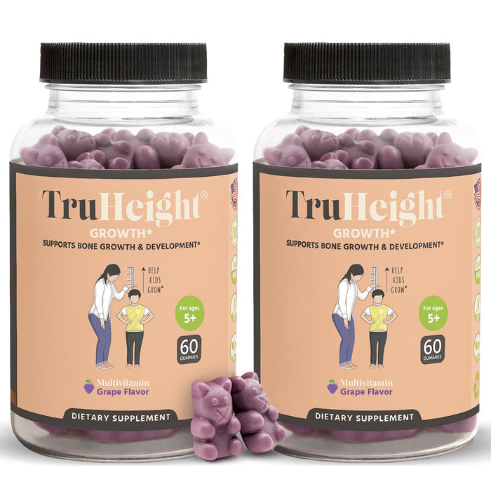 TruHeight Gummies (Grape) Natural Height Growth Supplement for Kids & Teens - Pediatric Recommended with Ashwaganda & Calcium - Height Increase Maximizer Vitamins, Bone Strength, Grow Taller, Ages 5+