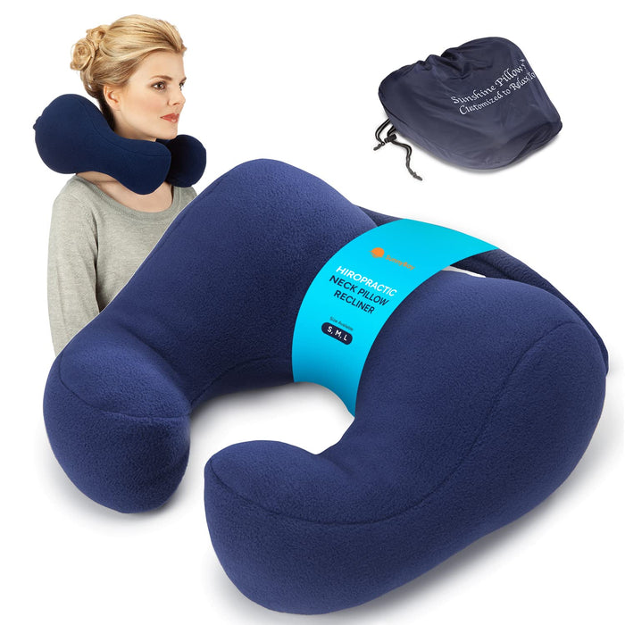 Sunnybay Chiropractic Neck Pillow Recliner- Travel Pillow for Neck Therapy, Stress & Pain Relief - Therapeutics Neck Pillow - Original Neck Support (Medium, Navy Blue)