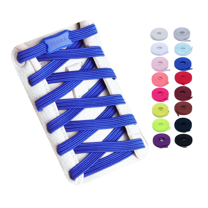 Booyckiy No Tie Elastic Shoelaces for Kids, Adults and Elderly, Adjustable Tieless Shoe Laces for Sneakers Boots and Casual Shoes - 16 Colors, 41 inch, Royal Blue