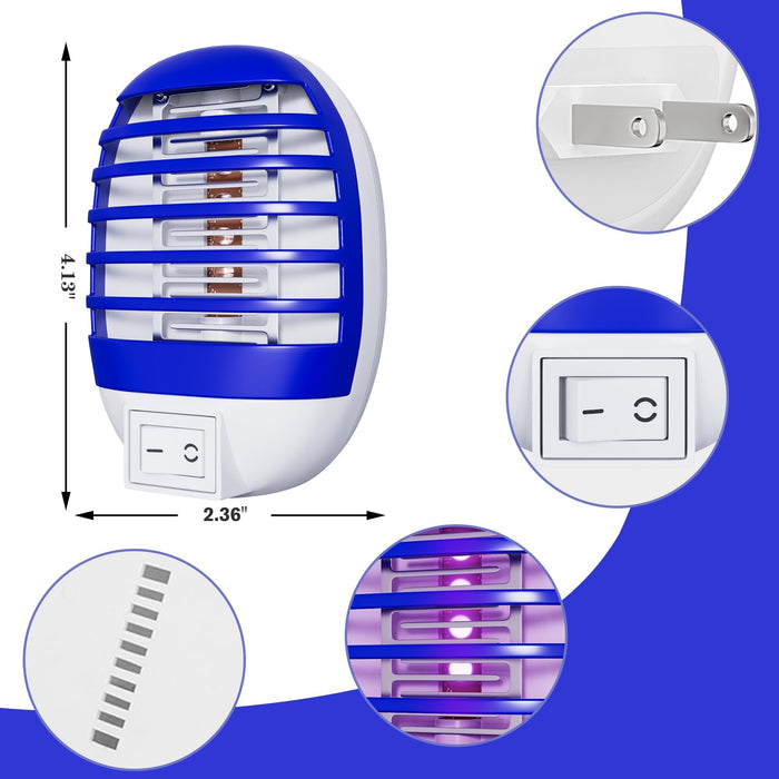 6 Pack Plug in Bug Zapper Indoor Flying Insect Trap, Electronic Mosquito Zapper Gnat Traps with LED Light for Patio, Bedroom, Kitchen, Office