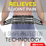 BLITZU Sacroiliac SI Hip Belt For Women And Men. Lower Back Support Belt. Compression Hip Brace for Pelvis, Joint, Lumbar & Sciatica Pain Relief. Sciatic Nerve Brace, Waist Pelvic Support Belt. L-XL