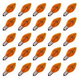 GOOTHY 25 Pack C7 Halloween Flicker Flame Light Bulbs, Orange Flickering Flame Replacement Bulbs for Chandelier Candles Christmas Outdoor String Lights, E12 Candelabra Base Night Light Bulbs, 1 Watt