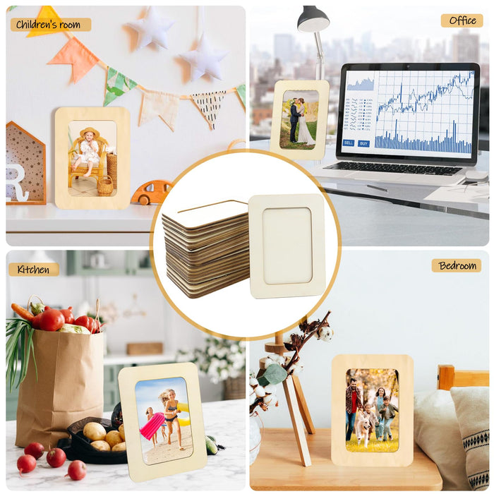 RYKOMO 30 Pack Wooden Picture Frames for Crafts, Wooden Frames for 4 x 6 Photos, Unfinished Wood Frame for DIY Art Projects, Father's Day, Mothers Day Gift Party Decorate