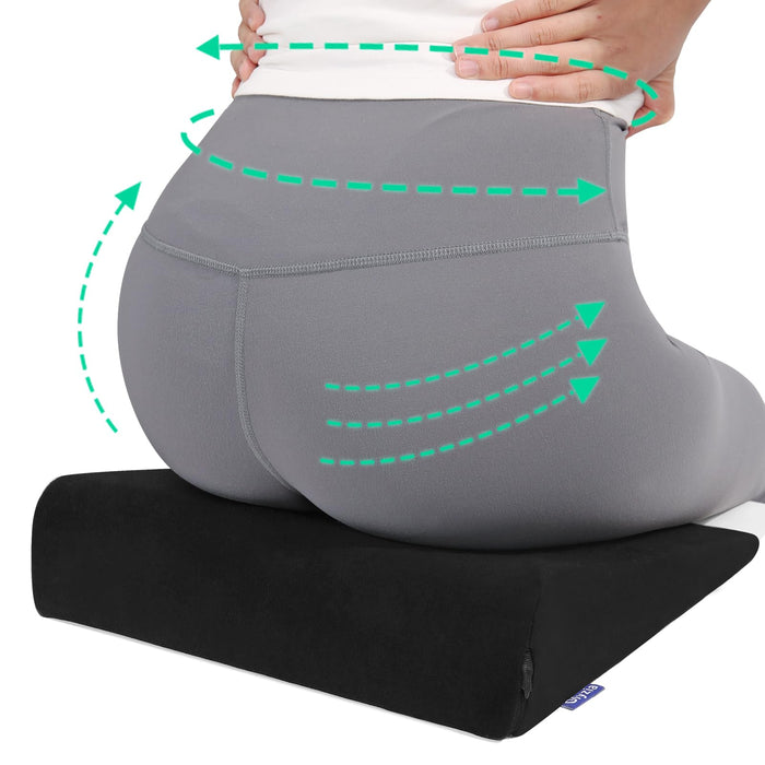 Glyzia Wedge Cushion for Butt Lift Women, Hard-Firm EVA Foam for Lift HIPS Up Fitness Training, Non-Slip Seat Cushion Pads for Desk Chairs, Car Seats, 14"x 11", Black