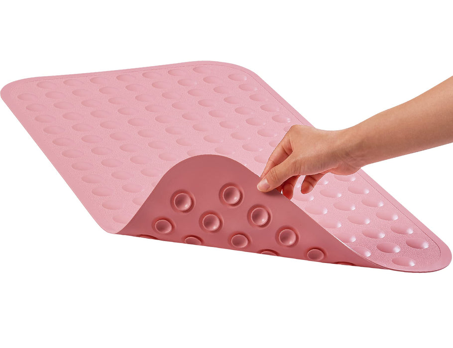 Yanzifly Bathtub Mat Non Slip Bath Mat for Tub Silicone Soft & Safe, Bath Tub Mat Non Slip Shower Mats, Suction Cups Bath Tub Anti Slip Matt for Kids Elderly Non Toxic, Machine Washable - Pink