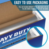 Rhino Aluminum Foil Heavy Duty - 18 x 525 sf, 25 Microns Thick (Pack of 2) Foil Aluminum Roll - Commercial Grade & Extra Thick, Strong Enough for Food Service Industry