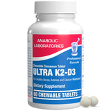 Anabolic Laboratories Ultra K2 D3 Vitamin Supplement - 60 Chewable Cinnamon Tablets - 2000 IU Vitamin D3 with K2 for Healthy Bones, Arteries, and Calcium Metabolism
