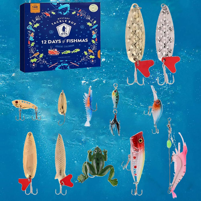 Fishing Advent Calendar, Fishing Christmas Countdown, 24 Days Fishing Lure Set, 2024 Xmas Surprise Gift for Fishing Lover Fisher Adult Men Teen Boys Father Boyfriend Grandpa (Style D)