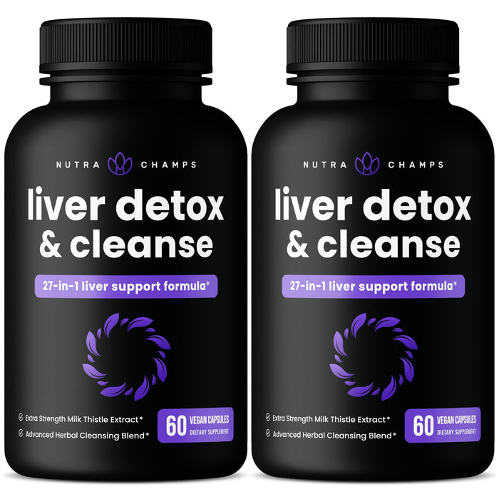 Liver Cleanse Detox & Repair Formula | 20+ Herbs: Milk Thistle Extract with Silymarin, Artichoke, Dandelion, Chicory Root Powder & More! | Premium Liver Support Pills Supplement, 60 Capsules (2-Pack)