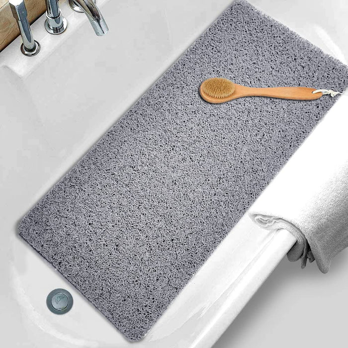 Shower Mats Non Slip,15.3 x 35.1'' Long Bathtub Mat Non Slip for Bathroom Tub,Shower Mats for Showers Anti Slip for Elderly,Loofah Anti Slip Shower Matt,Shower Stall Mat for Inside Shower-Grey