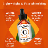 TruSkin Vitamin C Serum – Anti Aging Facial Serum with Vitamin C, Hyaluronic Acid, Vitamin E & More – Brightening Serum for Dark Spots, Even Skin Tone, Eye Area, Fine Lines & Wrinkles, 1 Fl Oz