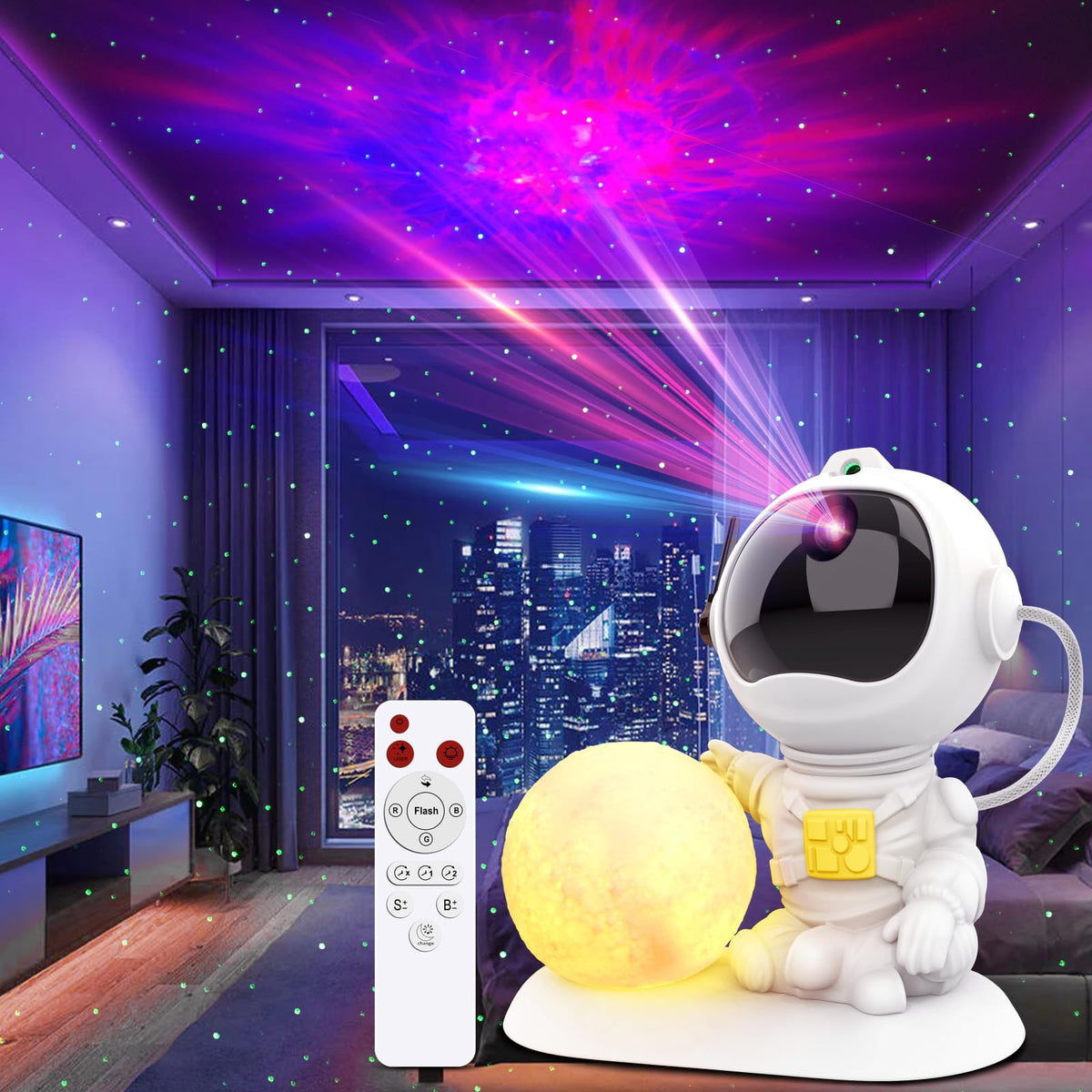 Astronaut Galaxy Projector, 3 in 1 Star Projector with 3.5 inch Moon L