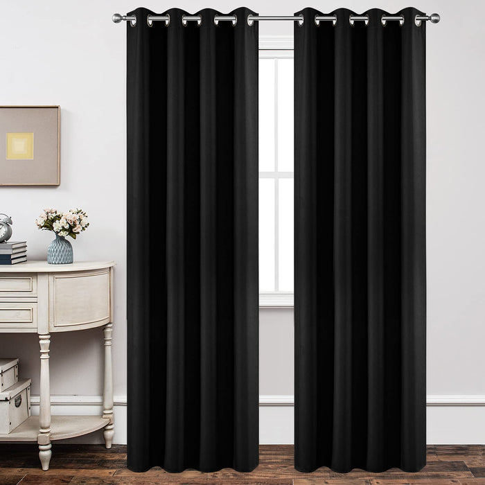 Joydeco Blackout Curtains 120 Inch Length 2 Panels Set, Thermal Insulated Long Curtains& Drapes 2 Burg, Christmas Curtains for Living Room Bedroom Window