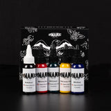 DYNAMIC COLOR CO. - Traditional Color Set, Includes a 1oz bottle of each: Black, Canary Yellow, Blue, Green, and Fire Red