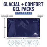 Glacial Comfort Gel Ice Pack for Back Pain - (21" x 13") Reusable Cold Pads for Hip, Knee, Shoulder Injuries, Muscle Strains, Migraine & Postpartum Recovery with Flex Technology - Compression Pad.