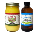 High Vitamin Butter Oil, (13 Oz) & Virgin Cod Liver Oil (8 Oz; Mild Lemon & peppermint Flavor)