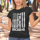 shop4ever Trump Flag 2024 Women's T-Shirt Medium Black