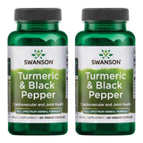 SWANSON Turmeric & Black Pepper total of 120 Veg Caps 2 Bottles