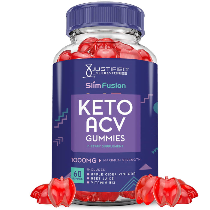 Slim Fusion Keto ACV Gummies Advanced 1000MG Slimfusion Keto Gummies Formula Apple Cider Vinegar Formulated with Pomegranate Beet Juice Powder B12 Vegan Non GMO 60 Gummys
