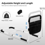 Bed Rails for Elderly Adults, Adjustable Bed Assist Bar for Seniors, Medical Bed Safety Rail with Storage Bag and Fixing Strap, Portable Bed Cane Fit King, Queen, Full, Twin, Medium, Black