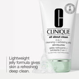 Clinique All About Clean 2-in-1 Cleansing + Exfoliating Jelly, Face Cleanser & Exfoliator with Salicylic Acid, 5 fl. oz.