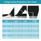 Blahhey XL Compression Pantyhose for Women & Men, Footless Compression Stockings, 15-20 mmHg Support, Black.