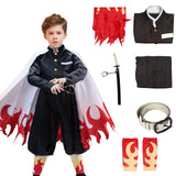 VZQI Rengoku Costume Kids Anime Cosplay Kimono Halloween Red Flame Cloak L