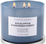 Eucalyptus Evergreen Forest Luxury 3 Wick Winter Pine Candle | Mens Candles, Scented Candles for Home | Aromatherapy Stress Relief Soy Candles 15.8 oz | Balsam Fir Woods Candles for Men & Women