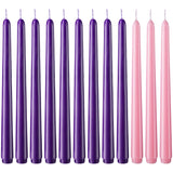 Pandaing Christmas Products 15 Purple and 5 Pink 10 Inch Unscented Taper Advent Candles Set (Set of 20)