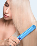 Wavytalk Pro Flat Iron Hair Straightener, 100% Pure Titanium Flat Iron for Easy Glide, Creates Silky Hair Instantly, Straightener and Curler for All Hairstyles, Dual Voltage Flat Iron for Hair (Blue)