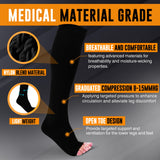 Doc Miller, Open Toe Compression Socks, 8-15 mmHg, Toeless, Support Circulation, Shin Splints, Calf Recovery, Varicose Veins, Knee High, Medical Grade, Black Socks, Medium Size for Men & Women, Pair