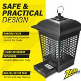 ZAP IT! Electric Bug Zapper Lantern - Indoor and Outdoor Plug-in 360 Degree Mosquito Control, Insect and Fly Killers | UV Light and Electric Shock Mosquito Killer Lamp | Includes Bug Collector