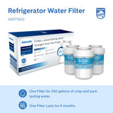 Philips AWP960 NSF/ANSI Certified Refrigerator Water Filter Replacement for GE® Smart Water MWF, MWFINT, MWFP, MWFA, GWF, HDX FMG-1, GSE25GSHECSS, WFC1201, RWF1060, 197D6321P006, Pack of 3