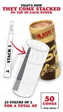 RAW Classic 1-1/4 Pre-Rolled Cones | 50 Pack and Cone Loader | Bundle