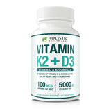 Max Absorption Vitamin K2 + D3 (5000IU) 90 Veggie Capsules from MK-7 (Menaquinone-7) and Cholecalciferol (with BioPerine) 3-Months Supply – D3 with K2 for Healthy Heart and Strong Bones | Non-GMO