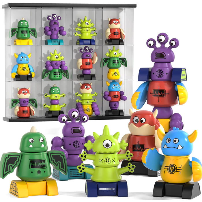 TEMI Magnetic Robot Toy for Kids 3-5 Years Old - Monster Magnetic Blocks Stacking Transform Toys for Kids with Storage Box, Set for Kids Age 3 4 5 6 7 Years Old Boys, Christmas and Birthday Gift