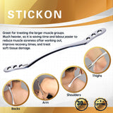 STICKON Stainless Steel Gua Sha Scraping Massage Tool IASTM Tools Great Soft Tissue Mobilization Tool (I Shape)