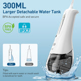 ZPN Water Dental Flosser Cordless for Teeth Cleaning，with 4 Modes Oral Irrigator, 5 Replaceable Jet Tips, Portable and Rechargeable IPX7 Waterproof Teeth Cleaner for Home and Travel (White)