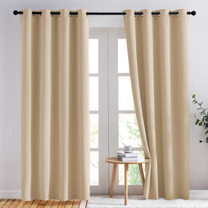 NICETOWN Biscotti Beige Blackout Curtains 84 Inches Long, W52xL84, 2 Panels