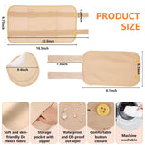Castor Oil Pack Wrap, 7 Pcs Reusable Castor Oil Pack Compress Kit for Neck, Waist, Chest and Knee with Adjustable Elastic Strap Flannel Cotton Machine Washable Anti Oil Leak (Khaki)