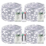 4-Pack 50 LED Fairy Lights Battery Operated with Remote Control Timer, 16 FT 50 LED String Lights Outdoor Indoor, 8 Mode Twinkle Lights for Christmas Wedding Birthday Dorm Bedroom Décor (Cool White)