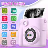 ESOXOFFORE Instant Print Camera for Kids, Christmas Birthday Gifts for Girls Boys, HD Digital Video Cameras for Toddler, Portable Toy for 4 5 6 7 8 9 10 Year Old Girl with 32GB SD Card-Purple