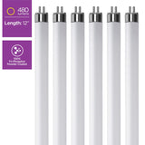 KOR (Pack of 6) F8T5/CW - T5 Fluorescent 4100K Cool White - 8 Watt - 12" Super Long Life Light Bulbs