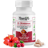 NewLife Naturals D-Mannose Capsules | w/Cranberry and Hibiscus Extracts | Natural Urinary Tract Health Supplement | 1400mg Pure Veggie Powder | 120 Veggie Capsules