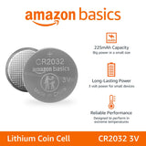 Amazon Basics 10-Pack CR2032 Lithium Coin Cell Battery, Compatible with AirTag, 3 Volt, Long Lasting Power, Mercury-Free