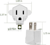 3 Prong to 2 Prong Polarized Grounding Adapter, Wall Outlet Converter JACKYLED 3-Prong Adapter Fireproof Material 392℉ Resistant Heavy Duty for Household, Christmas Light, Indoor Use Only, 10 Pack