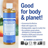 Dr. Bronner's - Pure-Castile Liquid Soap (Peppermint, 16 ounce, 2-Pack) - Made with Organic Oils, 18-in-1 Uses: Face, Body, Hair, Laundry, Pets and Dishes, Concentrated, Vegan, Non-GMO