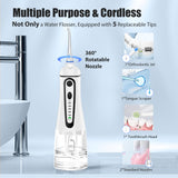 Cordless Water Flosser for Teeth Rechargeable - FZCOK 7 Clean Settings Oral Irrigator Dental Flosser for Braces Adults Teeth Cleaning Portable with Long Battery Life, Waterproof (White)